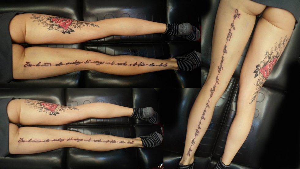 Tatuaggio scritta su gamba-1