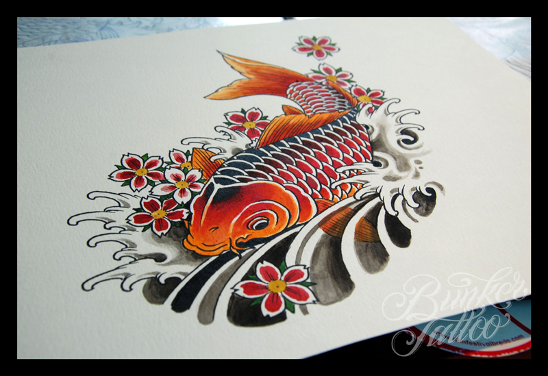 Premium Vector  Red and yellow koi carps yin yang symbol vintage vector  hatching color